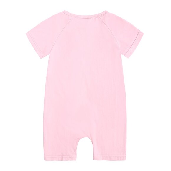 *MONOGRAM*BABY ROMPER-Sleeper *NWT* Short Sleeve Short Double Zipper Cotton Pink - Picture 3 of 16